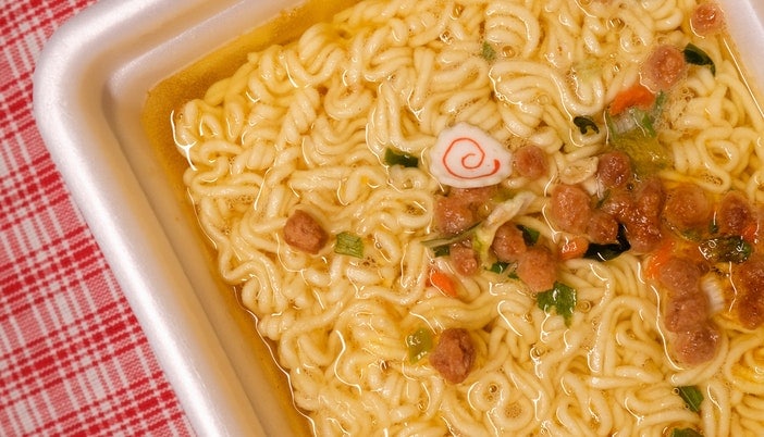 instant noodles in a container
