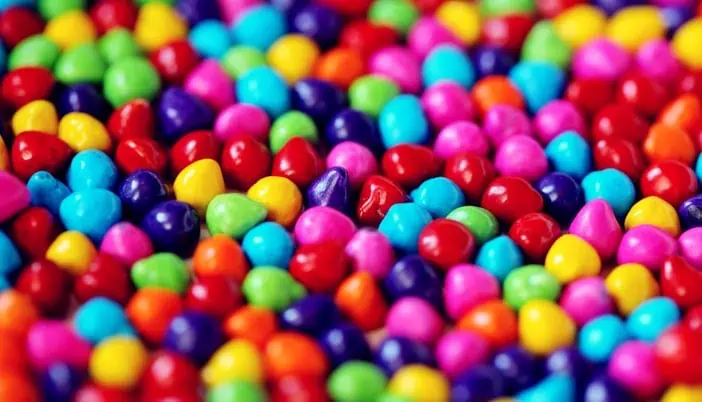 multicoloured skittles